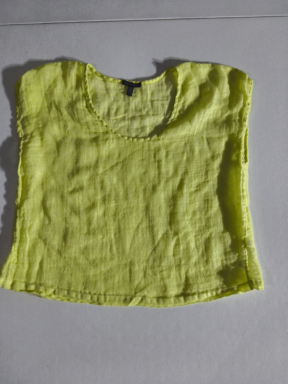 Eileen Fisher XL Lightweight Yellow Organic Linen Scoop Neck Tank Top